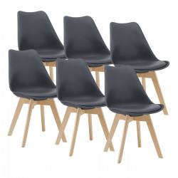Стол за трапезария Fläten комплект 6 81x49 см сива PU изкуствена кожа - Scaune de dining