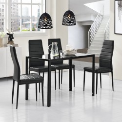 Трапезна маса Енсхеде 105х60х75см плот стъкло черен - Mese de dining