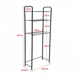 Рафт за тоалетна Nordborg метал 161x52,5x24,5 см черен [] - Baie