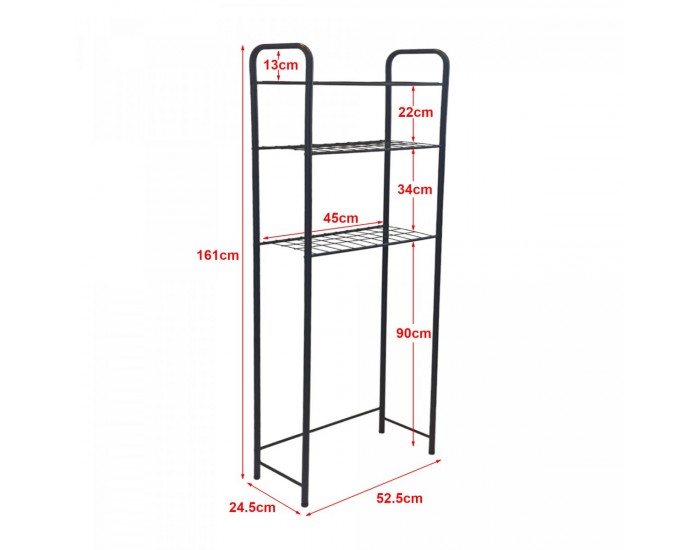 Рафт за тоалетна Nordborg метал 161x52,5x24,5 см черен []