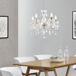 Полилей Weimar 5x E14 Ø35 x 145 см кристал/бял - Lux.pro