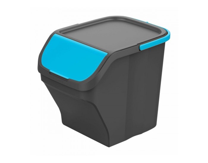 Кошче за Рециклирани Отпадъци Mondex Stack N' Sort Син Сив 25 L подреждащи се един в друг С капак 40 x 30 x 34 cm