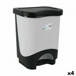 Кошче за Боклук с Педал Tontarelli Idea 18 L Черен Сив 31,6 x 27,6 x 41 cm (4 броя) - Curățenie și dezinfecție