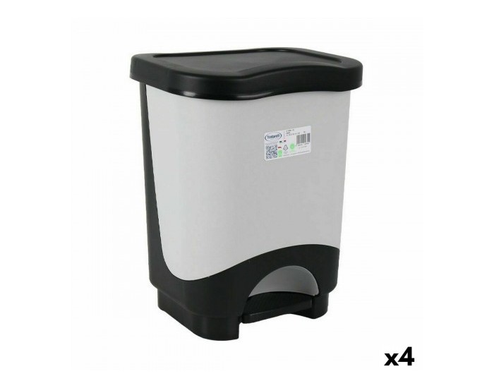 Кошче за Боклук с Педал Tontarelli Idea 18 L Черен Сив 31,6 x 27,6 x 41 cm (4 броя)