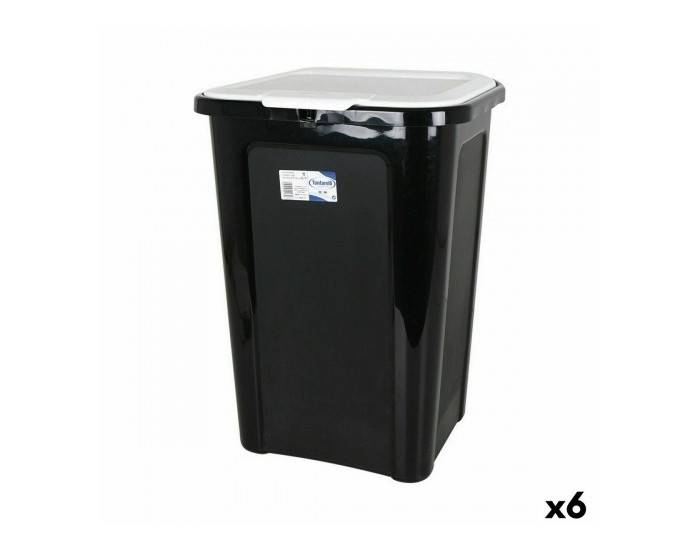 Кошче за Боклук Tontarelli Coverline Бял 44 L Черен 38,5 x 34,5 x 54,5 cm (6 броя)