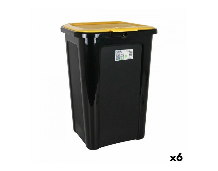 Кошче за Боклук Tontarelli Coverline Жълт 44 L Черен 38,5 x 34,5 x 54,5 cm (6 броя)