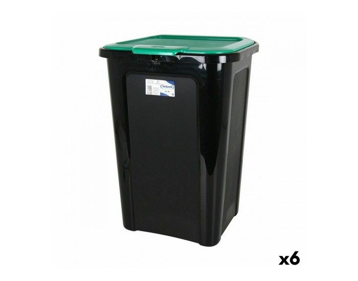 Кошче за Боклук Tontarelli Coverline Зелен 44 L Черен 38,5 x 34,5 x 54,5 cm (6 броя)