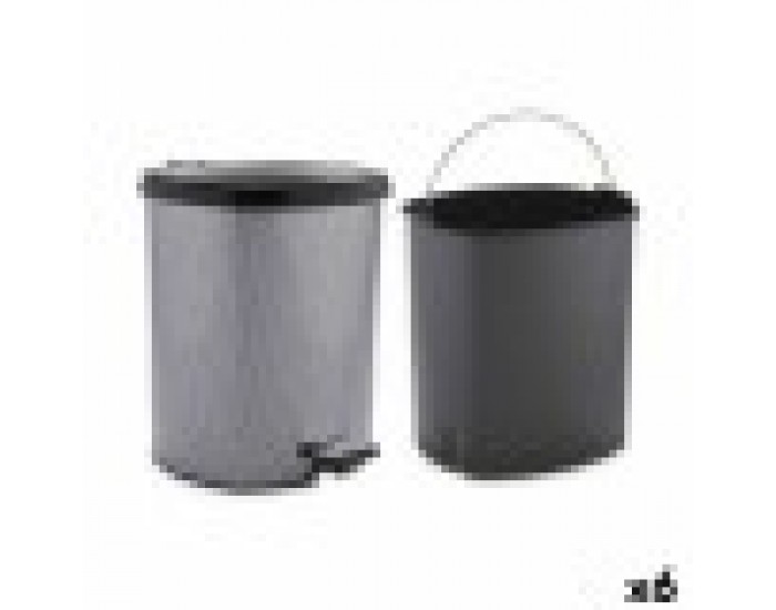 Кошче с педал Тъмно сив Пластмаса 6 L (6 броя)