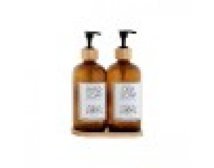 Дозатор за Сапун Home ESPRIT Кехлибар Естествен Бамбук Кристал 500 ml 7,5 x 7,5 x 20 cm