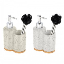 Cапунерка Home ESPRIT Бежов Сив Сребрист Бамбук Неръждаема стомана Dolomite 11,5 x 6,5 x 18,5 cm (2 броя) - Home esprit