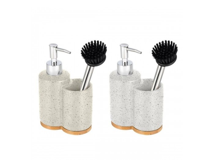 Cапунерка Home ESPRIT Бежов Сив Сребрист Бамбук Неръждаема стомана Dolomite 11,5 x 6,5 x 18,5 cm (2 броя)