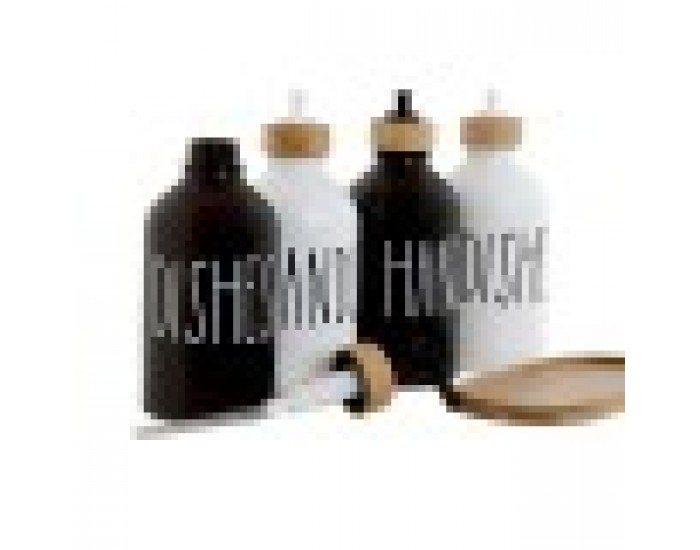 Дозатор за Сапун Home ESPRIT Бял Черен Бамбук Кристал 350 ml 15,5 x 8 x 19 cm (2 броя)