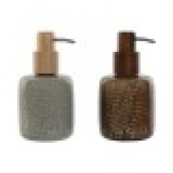 Дозатор за Сапун Home ESPRIT Кафяв Сив полиетилен Каменинов 8,5 X 8,5 X 16 cm (2 броя) - Produse pentru baie și WC