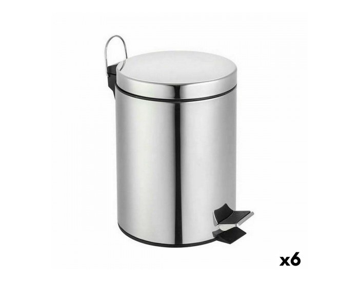 Кошче за Боклук с Педал Confortime Сребрист 5 L (6 броя)