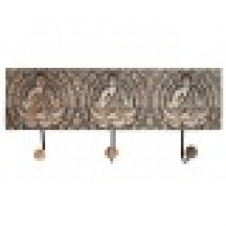 Стенна козирка DKD Home Decor Метал Буда Дърво манго Ориенталски (38 x 6 x 18 cm) - Cuiere