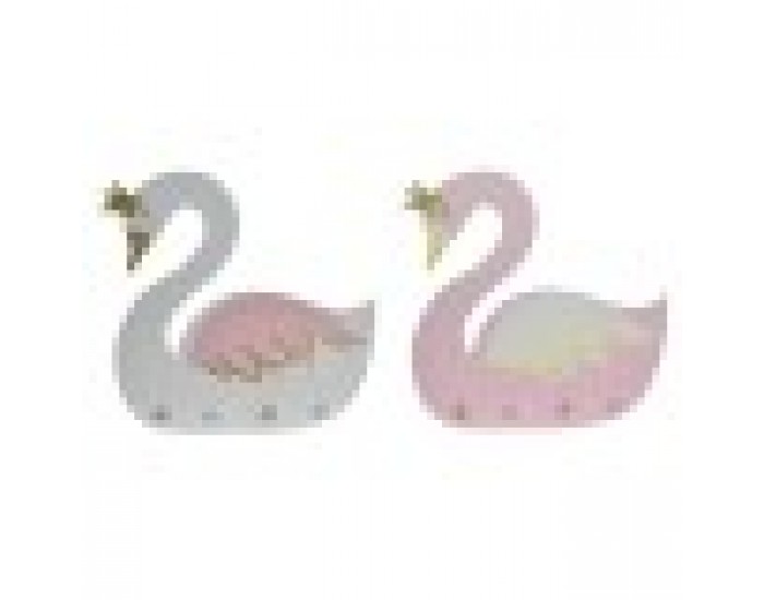 Стенна козирка DKD Home Decor Дървен Бял Светло розово Лебед (40 x 4 x 38.5 cm) (2 pcs)