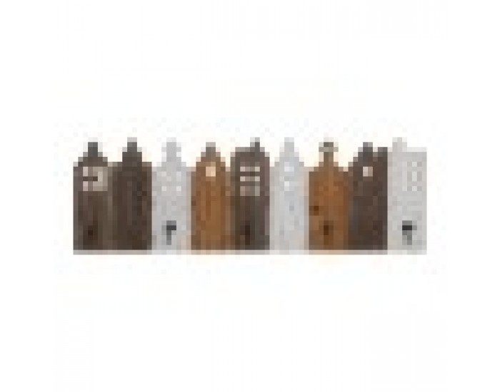 Стенна козирка DKD Home Decor Бял Кафяв Метал Дърво от пауловния (91 x 9.5 x 29.5 cm)