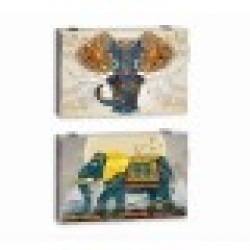 Покривки DKD Home Decor Слон Счетоводител 46,5 x 6 x 31,5 cm цвят тюркоаз 2 броя Дървен MDF - Corpuri, vitrine, biblioteci modulare