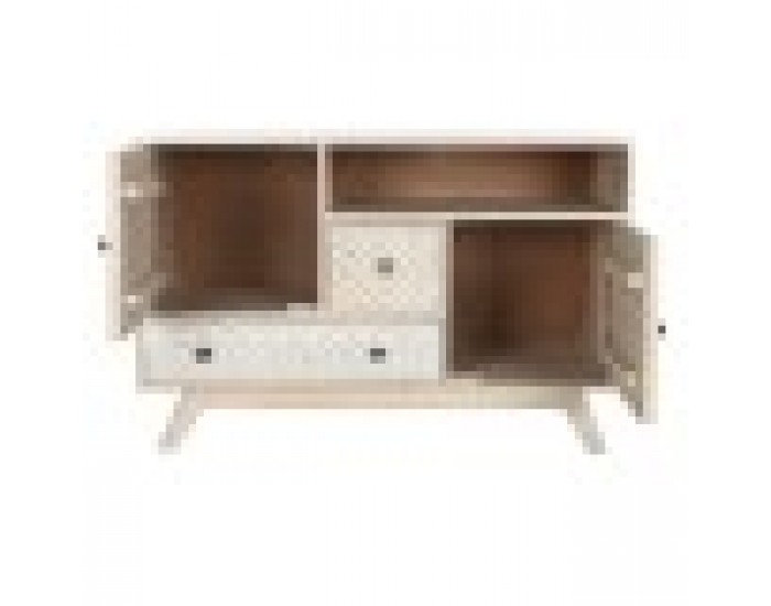 Бюфет DKD Home Decor Бял Естествен Дърво манго 115 x 42 x 75 cm
