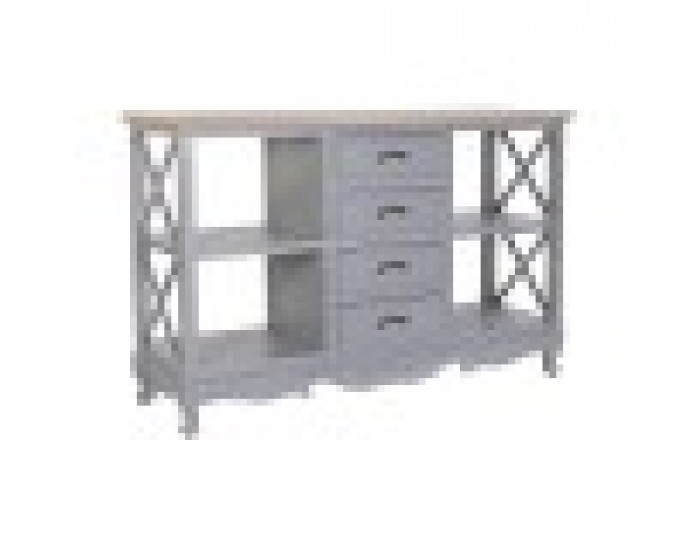 Бюфет DKD Home Decor 132 x 40 x 84.5 cm 132 x 40 x 84,5 cm Естествен Сив Дърво от пауловния Дървен MDF