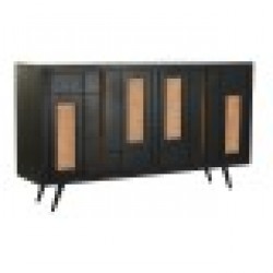 Бюфет DKD Home Decor Черен Pатан Дърво манго (160 x 40 x 90 cm) - Corpuri, vitrine, biblioteci modulare