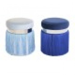 Cтепенки DKD Home Decor Сребрист Метал Небесно синьо Морско син Ресни 35 x 35 x 41 cm (2 броя) - Taburete