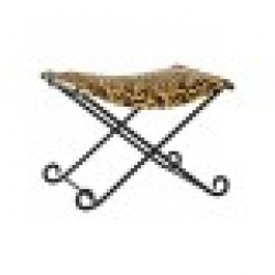 Помощна мебел DKD Home Decor Черен Метал Кафяв Кожа Леопард (55 x 45 x 41 cm) - Taburete