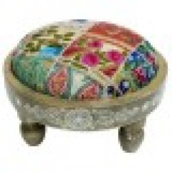 Помощна мебел DKD Home Decor Многоцветен полиестер Дърво манго (40 x 40 x 22,8 cm) - Taburete