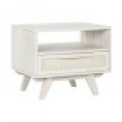 Нощно шкафче Home ESPRIT Бял Pатан Дърво манго 55 x 35 x 45 cm - Noptiere