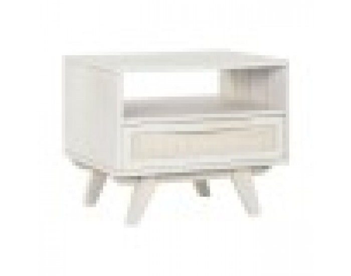 Нощно шкафче Home ESPRIT Бял Pатан Дърво манго 55 x 35 x 45 cm