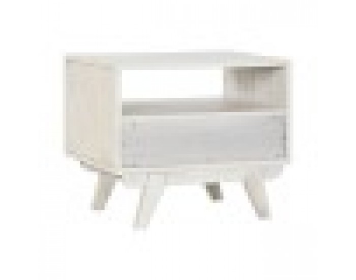 Нощно шкафче Home ESPRIT Бял Pатан Дърво манго 55 x 35 x 45 cm