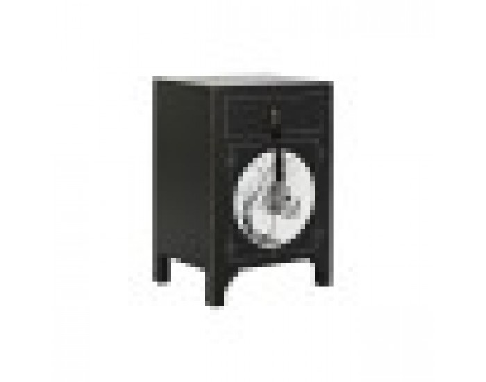 Нощно шкафче DKD Home Decor Бял Черен Златен Ела Дървен MDF 45 x 36 x 66 cm