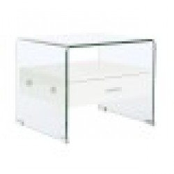 Нощно шкафче DKD Home Decor Бял Прозрачен Кристал Дървен MDF 50 x 40 x 45,5 cm - Noptiere