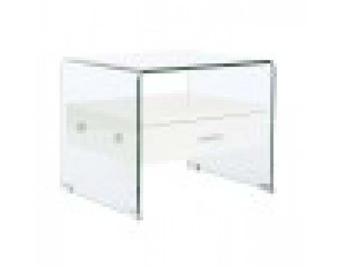 Нощно шкафче DKD Home Decor Бял Прозрачен Кристал Дървен MDF 50 x 40 x 45,5 cm