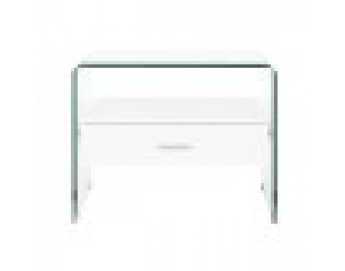 Нощно шкафче DKD Home Decor Бял Прозрачен Кристал Дървен MDF 50 x 40 x 45,5 cm