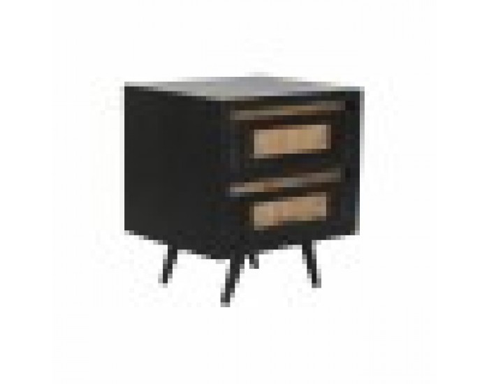 Нощно шкафче DKD Home Decor Дърво манго Черен Естествен 50 x 40 x 55 cm
