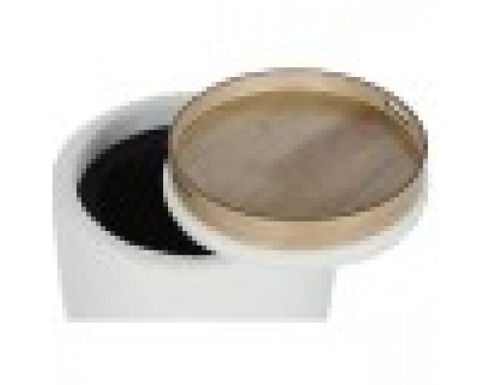 Табуретка Home ESPRIT Бял полиестер каучук Дървен MDF 48 x 48 x 43 cm