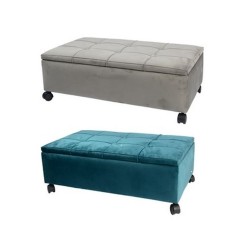 Табуретка DKD Home Decor Сив цвят тюркоаз полиестер Топола (2 pcs) (70 x 39.5 x 24.5 cm) - Taburete