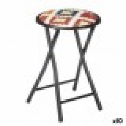 Сгъваема Табуретка Boho Chic Черен PVC Метал 30 x 30 x 45 cm (10 броя) - Taburete