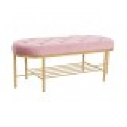 Табуретка DKD Home Decor 100 x 35 x 40 cm Розов Златен Метал - Taburete