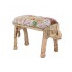 Табуретка DKD Home Decor Слон полиестер Многоцветен Дърво манго (65 x 31,7 x 38 cm) - Taburete