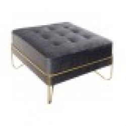Табуретка DKD Home Decor Сив полиестер Пяна Метал Златен Дървен MDF (80 x 80 x 47 cm) - Taburete