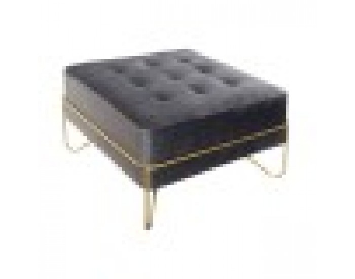 Табуретка DKD Home Decor Сив полиестер Пяна Метал Златен Дървен MDF (80 x 80 x 47 cm)