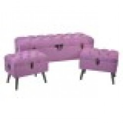 Табуретка DKD Home Decor полиестер Метал Дървен MDF (3 pcs) - Taburete
