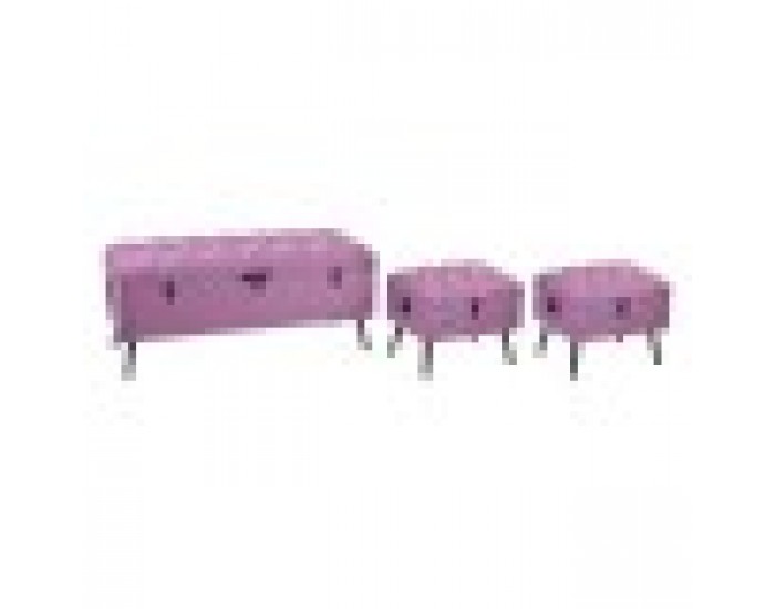 Табуретка DKD Home Decor полиестер Метал Дървен MDF (3 pcs)