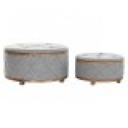 Табуретка DKD Home Decor Естествен Светло сив (80 x 80 x 43 cm) (2 pcs) - Taburete
