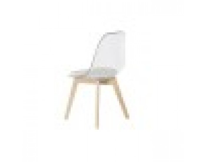 Трапезен стол DKD Home Decor, Естествен, Дървен, Прозрачен, Бял, Поликарбонат, 54 x 47 x 81 cm