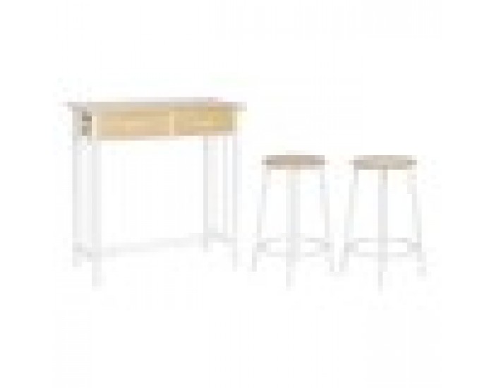 Комплект от маса с 2 стола DKD Home Decor Метал Дървен MDF 80 x 50 x 84 cm