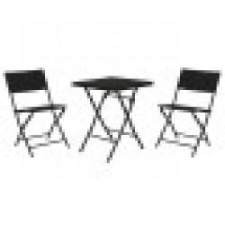 Комплект от маса с 2 стола Home ESPRIT Черен Стомана синтетичен ратан 58 x 58 x 71,5 cm - Home esprit