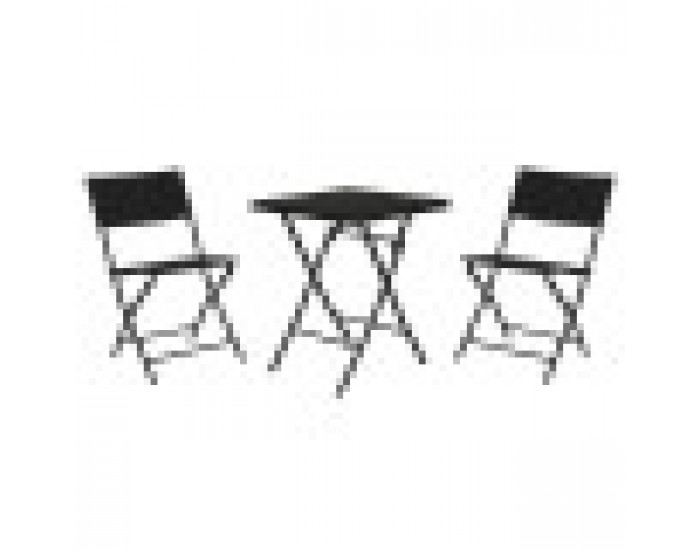 Комплект от маса с 2 стола Home ESPRIT Черен Стомана синтетичен ратан 58 x 58 x 71,5 cm